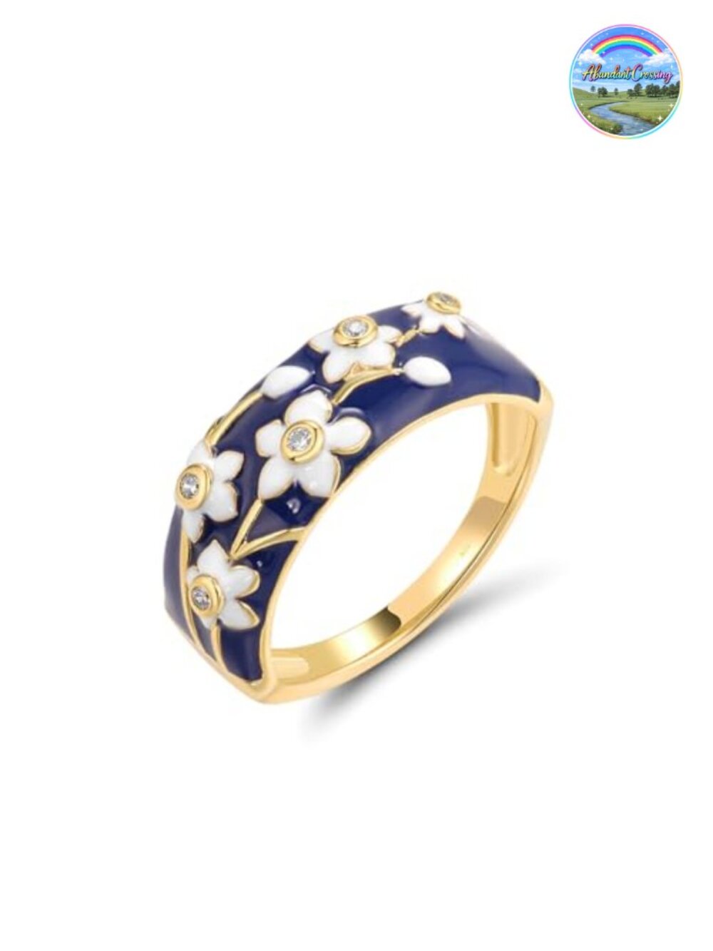 925 Sterling Silver Enamel Flower Ring for Women Statement